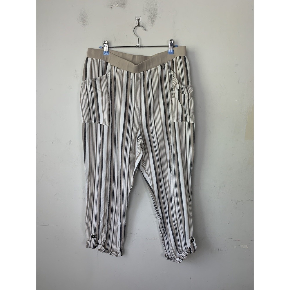 Chicos Womens Pants 2.5 Sz 14‎ Beachy Lagenlook Casual Striped Lounge Coastal